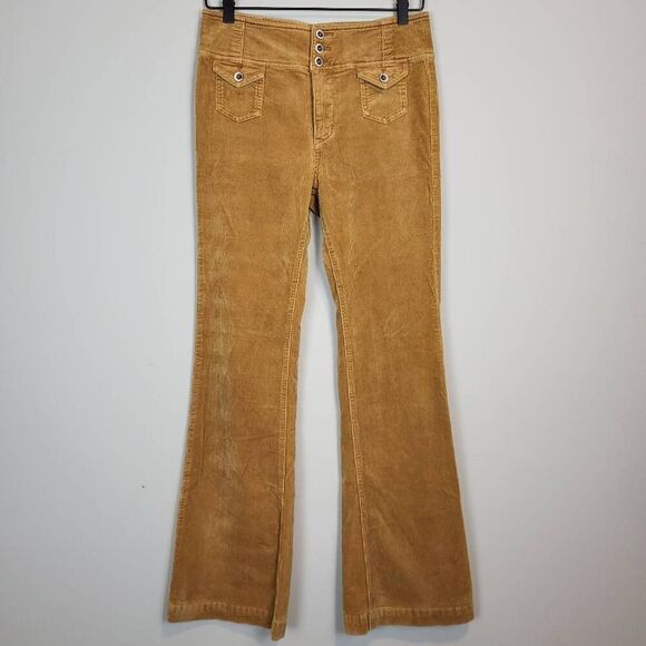 Pilcro Anthropologie Womens Bootcut High Rise Corduroy Pants Size 27 Orange Boho